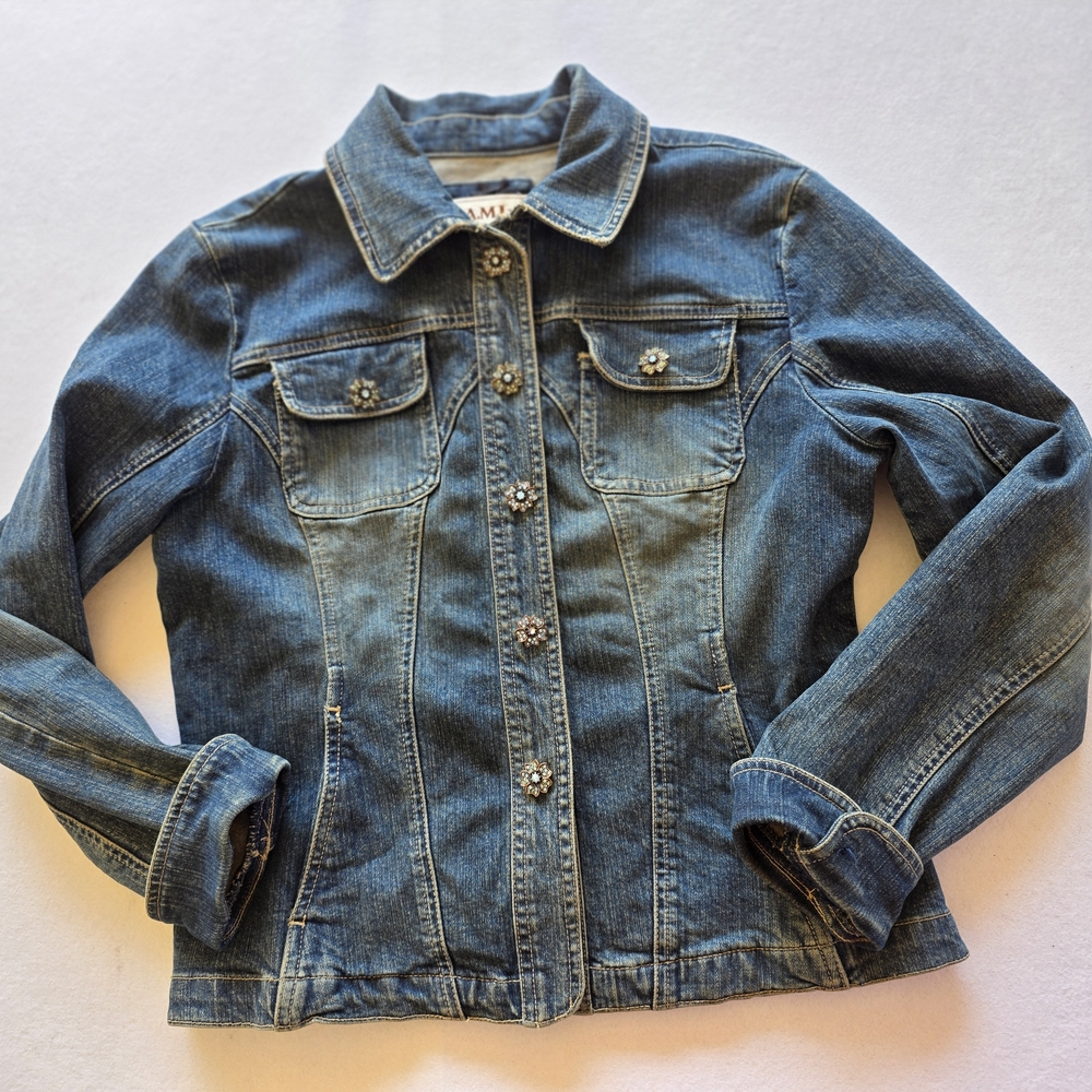 Ami Distressed Blue Jean Jacket